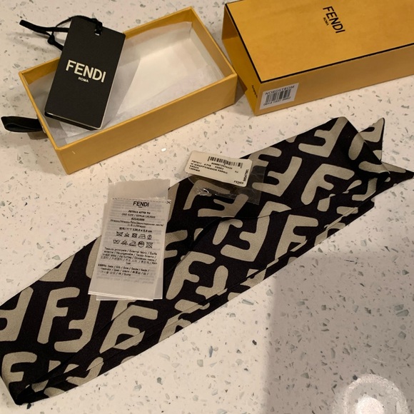 Fendi Accessories - Fendi Art Logo Wrappy Silk Skinny Scarf